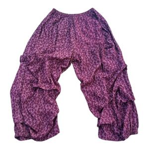 Bodil Y2K Boho Purple Balloon Festival Pants elastic waist-M